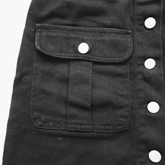 F21 Black Button Front Mini Skirt - Picture 6 of 6